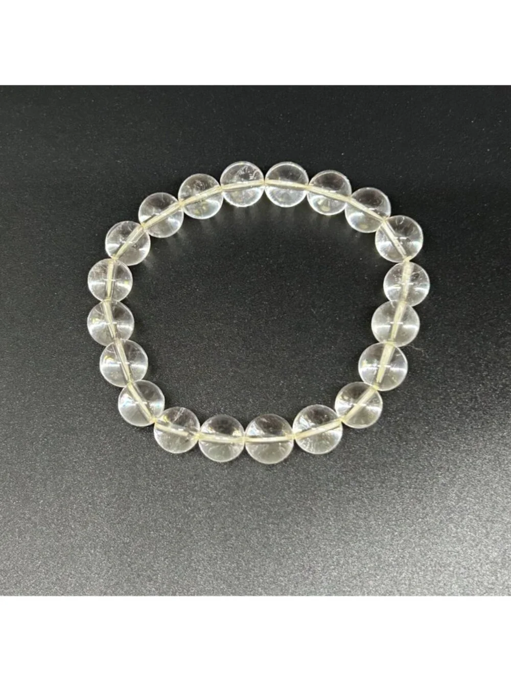 Natural Quartz Crystal Bracelet Beaded Healing Clarity Minimalist READ 6.5